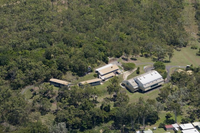 Seaforth Pines accommodation buildings on the left, catering and dining facility in the centre and activities complex to the right.